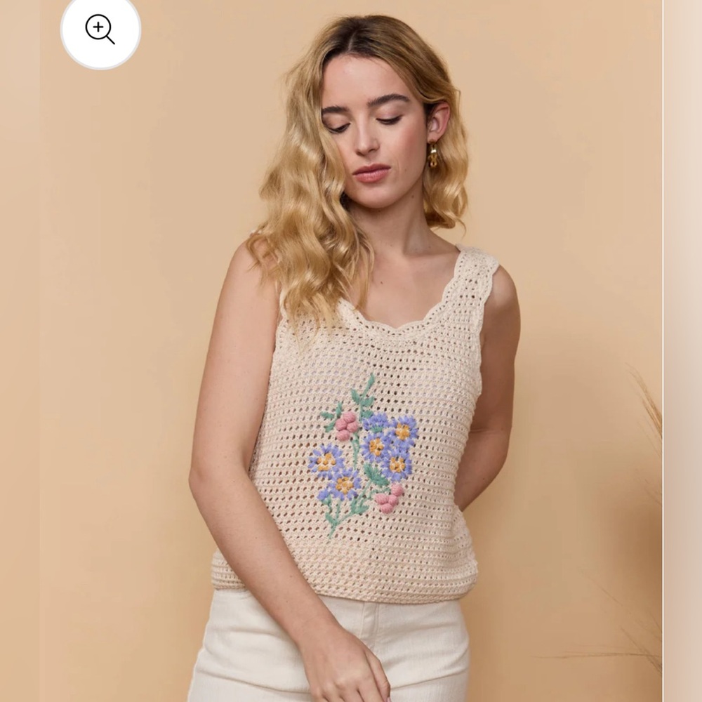 Crochet Floral Embroidered Top